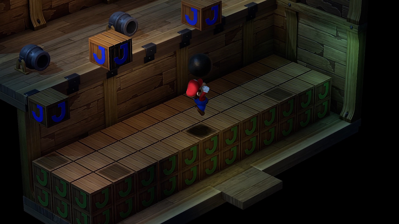 (5) 砲弾を真下から叩いてブロックにぶつける